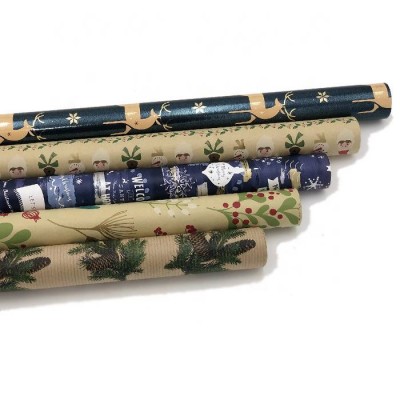 Brown Printed Gift Wrapping Paper Kraft Paper Roll